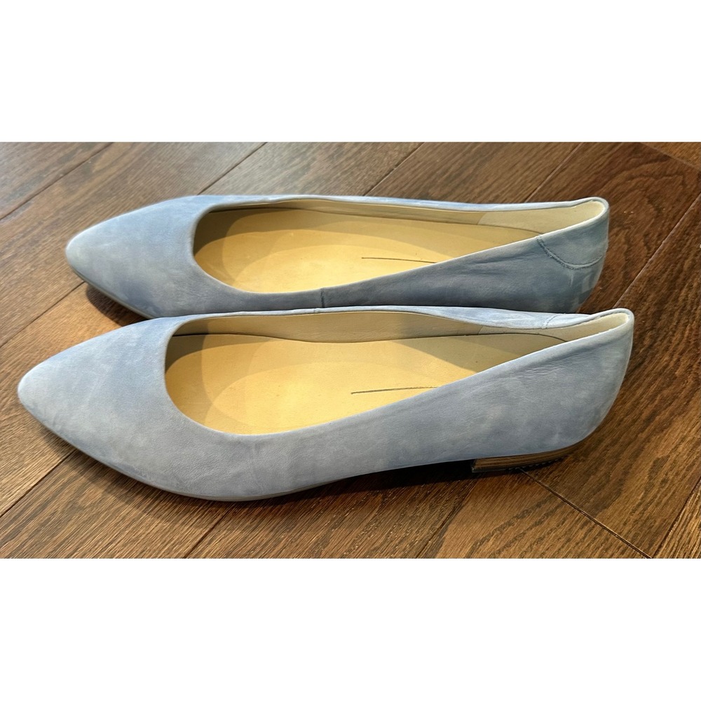 ECCO Shape Pointy Ballerina Light Blue Nubuck Leather Pointed Toe Flats Size 41
